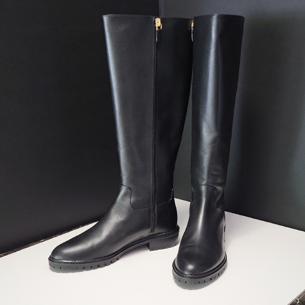 NIB$795 STUART WEITZMAN City Leather Knee-High Riding SW Logo Boots 9 - Picture 8 of 14